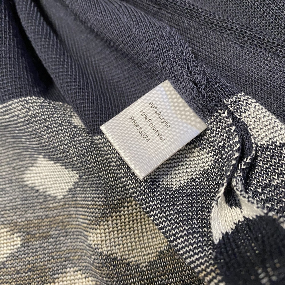 Ming Wang Cardigan Small Dark Navy Blue Geometric Knit Clasp Jacket - Picture 4 of 7